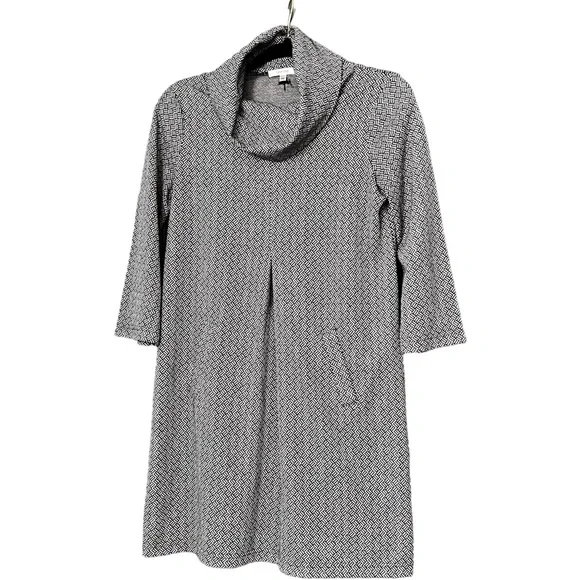 Tyler Boe Dresses | Tyler Boe Sweater Print 3/4 Sleeve Black & Gray Dress Cowl Neck Xs With Pockets | Color: Black/Gray | Size: Xs | Hangersavvy's